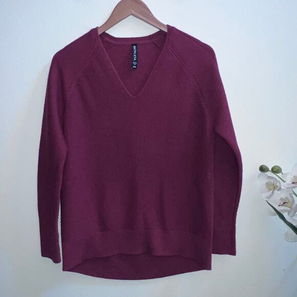 Athleta Women’s Size XXS Hanover V-Neck Ribbed Knit Oversized Sweater Canyon Red - Picture 1 of 6